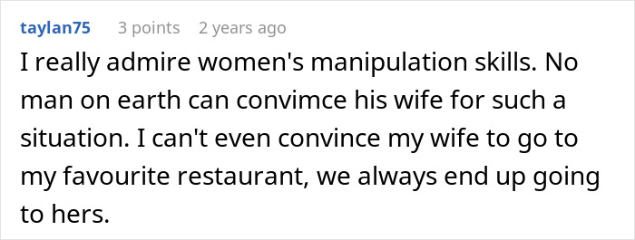 Screenshot of a forum comment discussing women's manipulation skills in the context of a husband's accident and ex-wife.