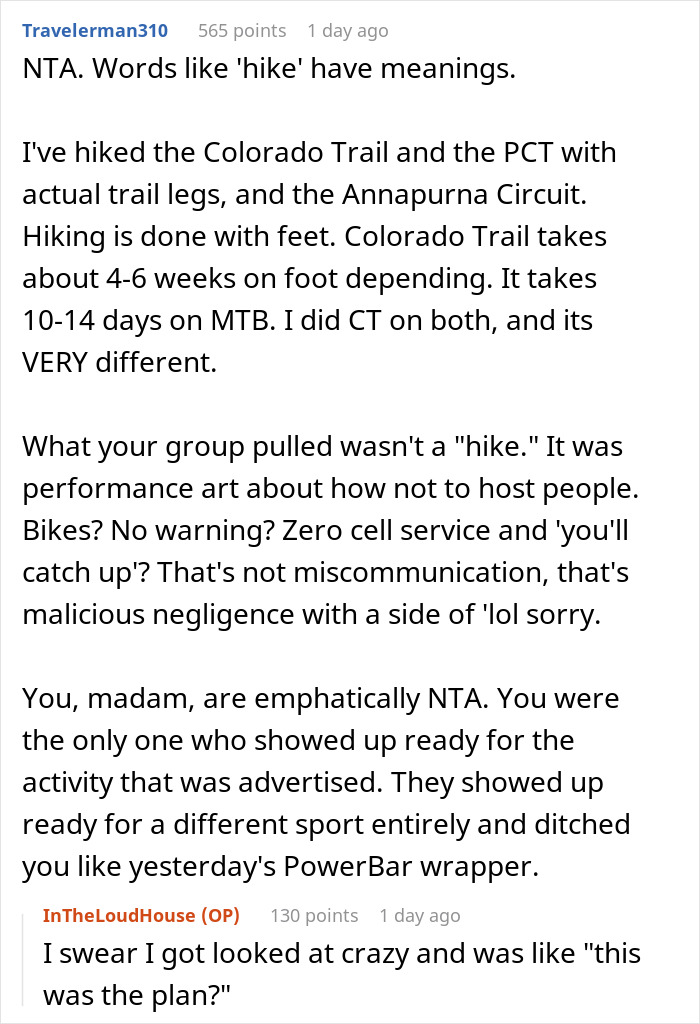 Woman Plans A Casual Hike With Friends, Ends Up Stranded On A Route Better Suited For Bikes And ATVs Woman Plans A Casual Hike With Friends, Ends Up Stranded On A Route Better Suited For Bikes And ATVs