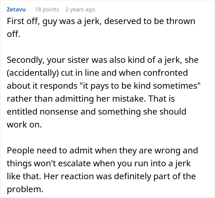 A Reddit comment from Zetavu about a physical altercation at the airport, involving a woman entering the wrong line. A Reddit comment from Zetavu about a physical altercation at the airport, involving a woman entering the wrong line.