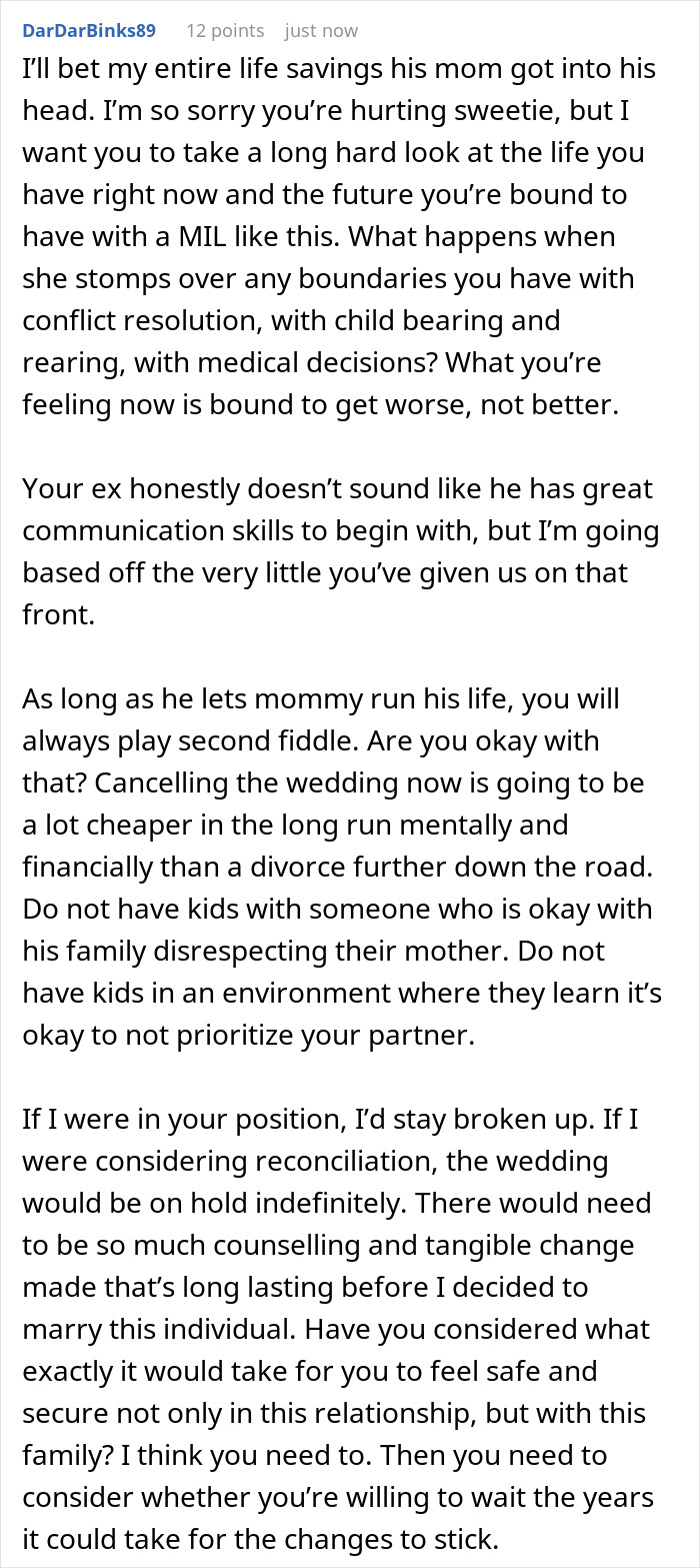 Momma's Boy Calls Off Wedding, Leaves Fiancée Emotionally Exhausted By Trying To Work Things Out Momma's Boy Calls Off Wedding, Leaves Fiancée Emotionally Exhausted By Trying To Work Things Out