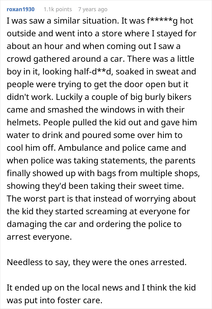 A detailed online comment describing a similar parenting fail where parents were arrested for child neglect. A detailed online comment describing a similar parenting fail where parents were arrested for child neglect.