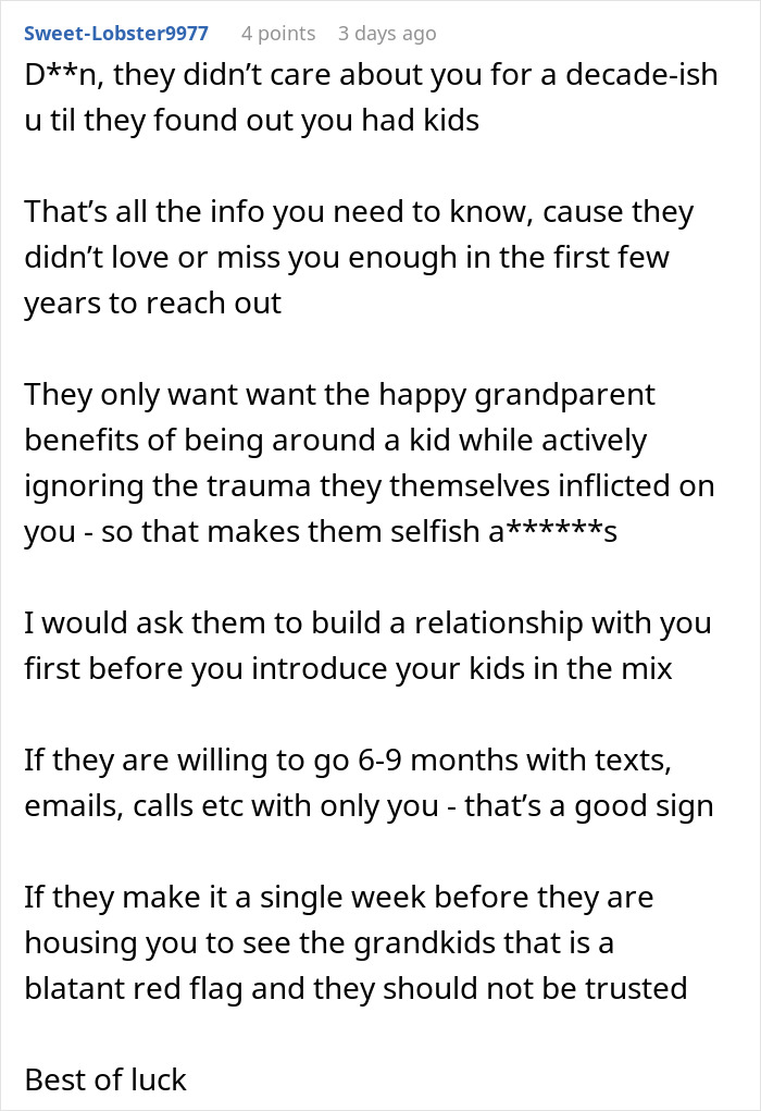Comment on parents only wanting grandparent benefits Comment on parents only wanting grandparent benefits