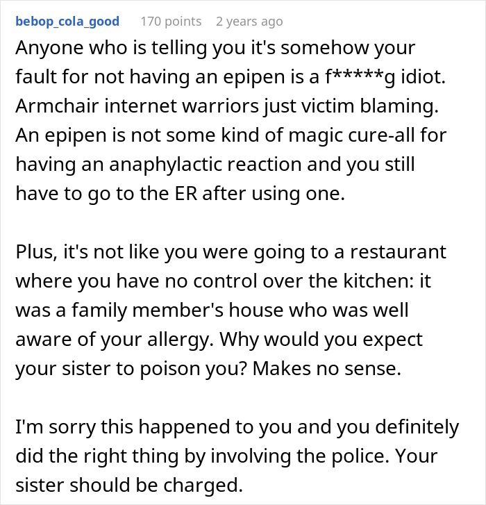 Sister Thinks Woman's Allergy Is A Lie, Her "Test" Gets Her Arrested Sister Thinks Woman's Allergy Is A Lie, Her "Test" Gets Her Arrested