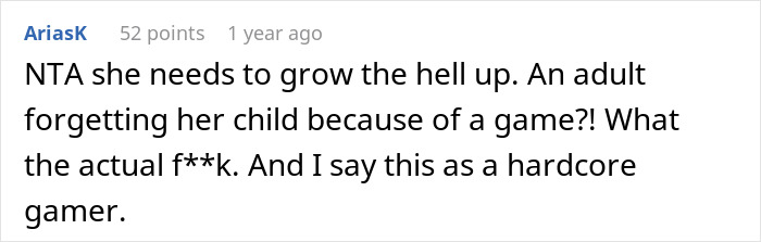 A user reacts strongly to a woman forgetting her child due to a gaming problem, highlighting the severity.