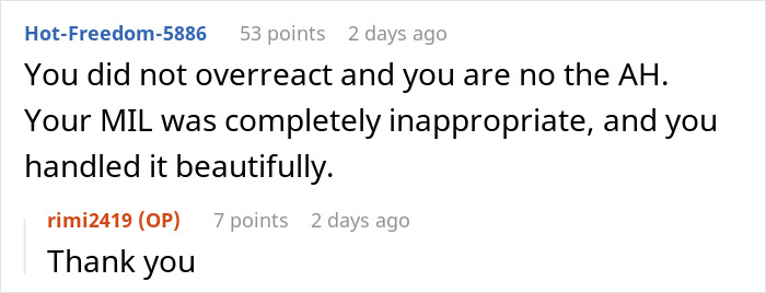Supportive comment on handling inappropriate mother-in-law behavior Supportive comment on handling inappropriate mother-in-law behavior