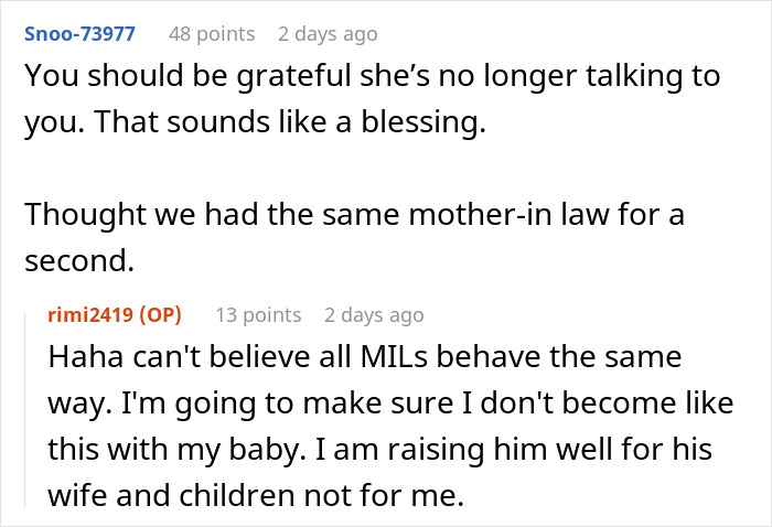 Discussion about gratitude over mother-in-law no longer talking Discussion about gratitude over mother-in-law no longer talking