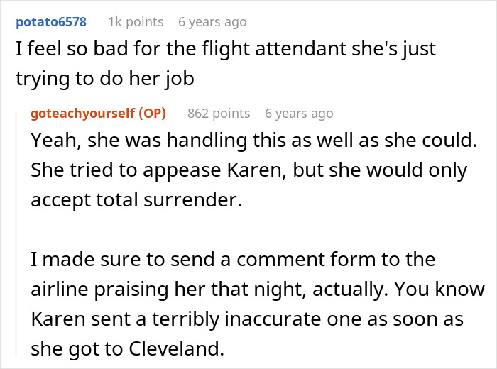 Online comments discussing flight attendant handling racist Karen situation Online comments discussing flight attendant handling racist Karen situation