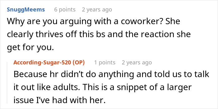 A Reddit comment asking why the original poster is arguing with the Ableist Karen, and the OP's response.