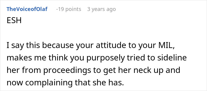 Reddit comment accusing attitude toward MIL of sidelining her at birthday