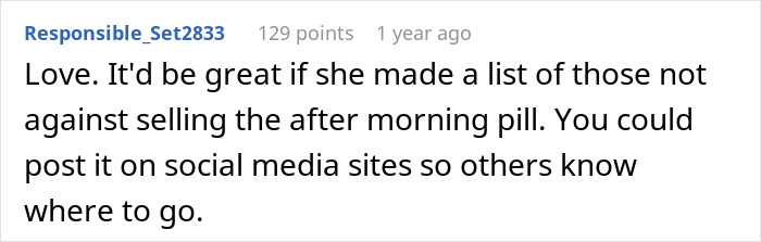 Comment suggesting grandma list pharmacies selling after morning pill on social media Comment suggesting grandma list pharmacies selling after morning pill on social media