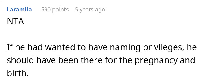 Comment on naming rights linked to presence during pregnancy and birth Comment on naming rights linked to presence during pregnancy and birth