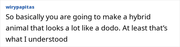 Discussion about creating a hybrid animal resembling a dodo