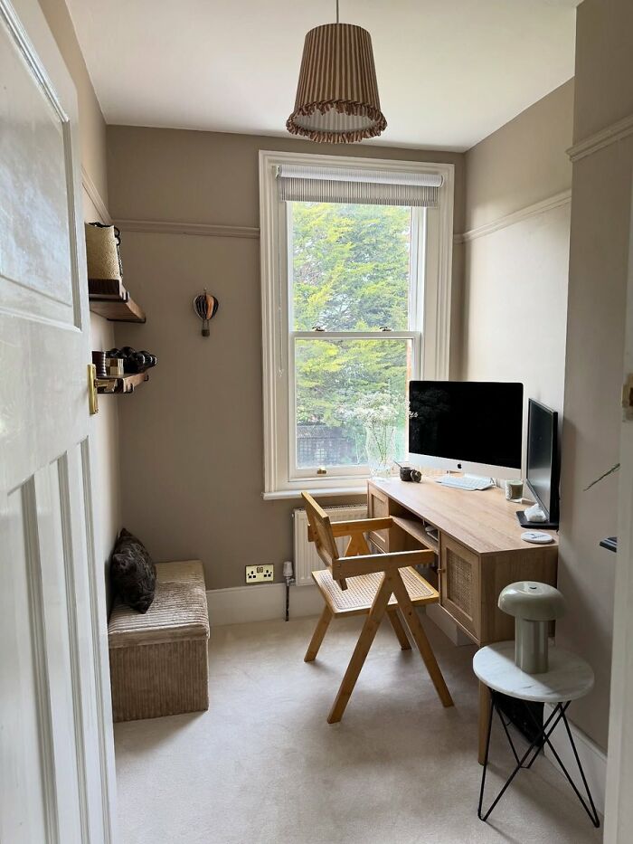 Compact home office showcasing minimalist interior design ideas