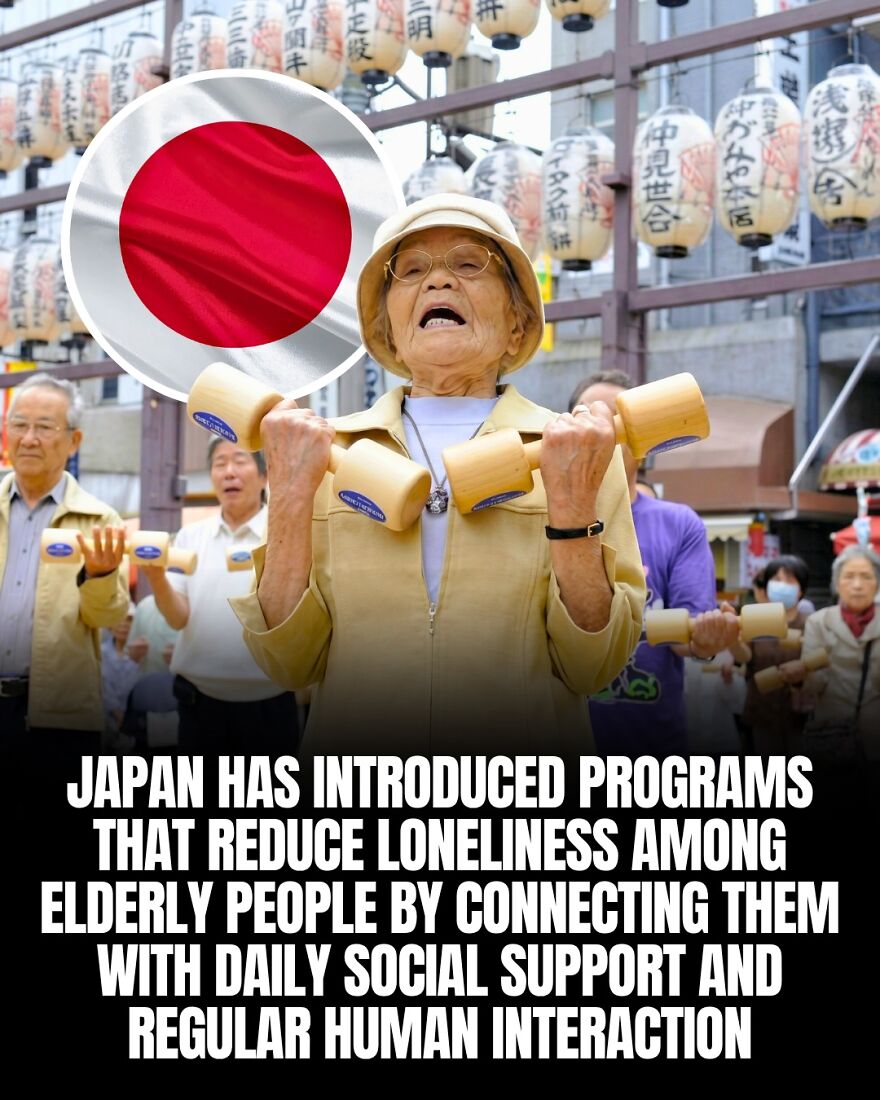 Japan's elder loneliness programs: social support, teaching humanity about our planet's community.