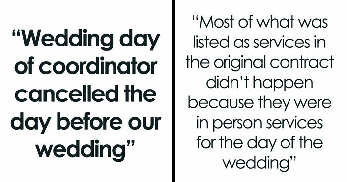 Coordinator Cancels Wedding 24 Hours Before The Wedding, Then Tries To Silence The Bride