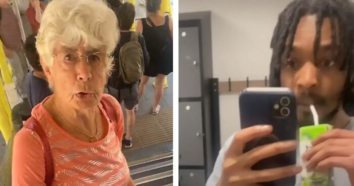“Male Karen” Refuses To Move For 80YO Woman While “Relaxing” On Public Staircase And Filming Her