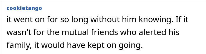 A social media comment about a man traumatized by fake photos, used to pretend he had a family. A social media comment about a man traumatized by fake photos, used to pretend he had a family.