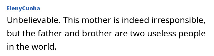 A comment about a biker finding baby crawling out at night and mom's motives.