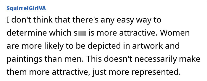 Discussion on why women are often seen as more attractive and their representation in artwork Discussion on why women are often seen as more attractive and their representation in artwork