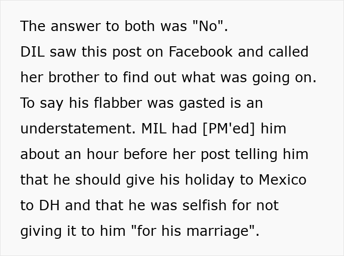 A woman's drunken tantrum over a honeymoon trip with her son at a hotel leads to a family dispute about a holiday.