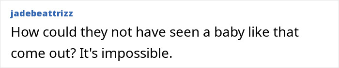 A comment asking how a baby could go unnoticed crawling out at night, highlighting the biker finding baby story.