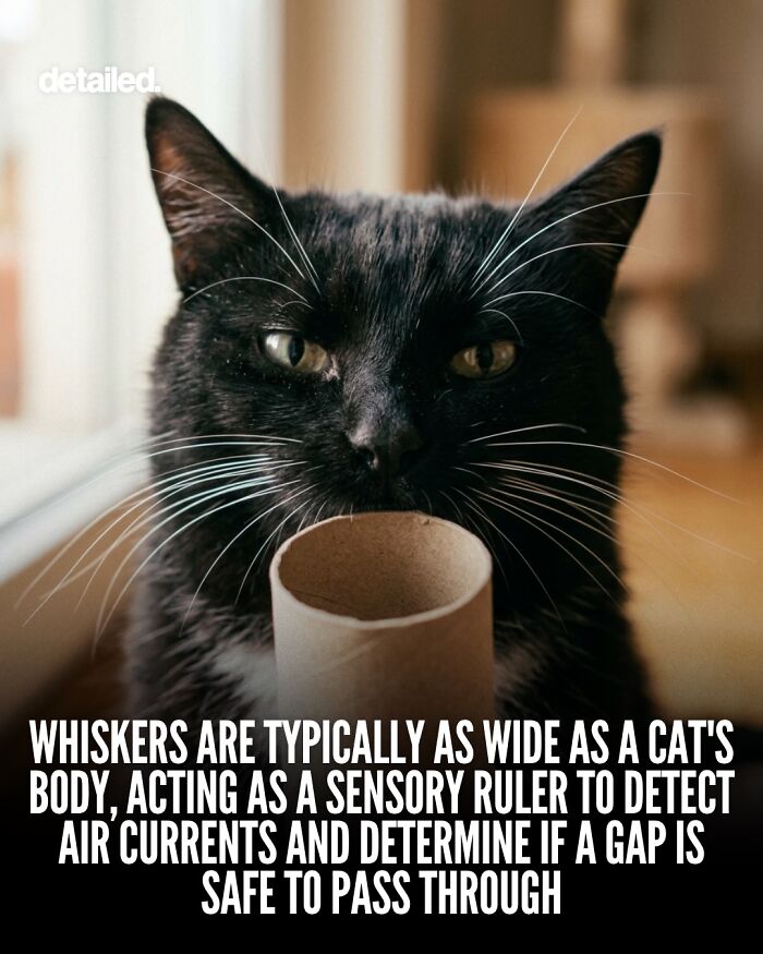 Close-up of a black cat with whiskers shown as sensory tools to detect safe passage