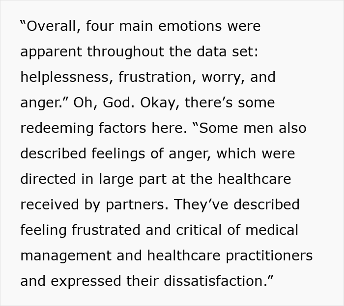 Text snippet detailing the emotions, including helplessness, frustration, worry, and anger, from endometriosis studies.