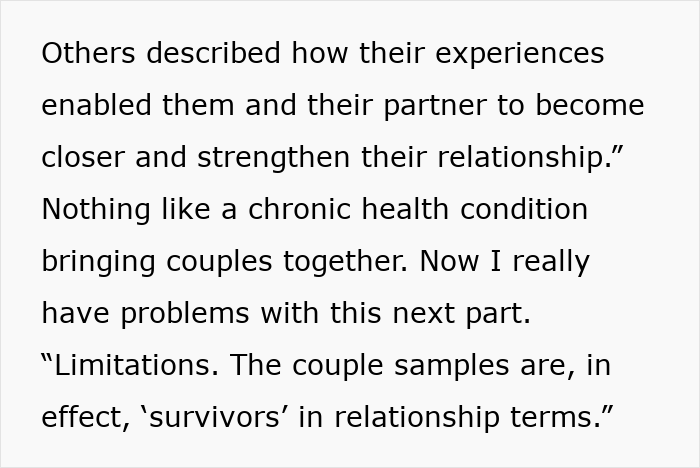 Studies on endometriosis: Chronic health conditions bringing couples together, calling them relationship survivors.