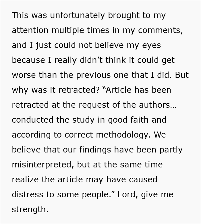 Text explaining the retraction of an endometriosis study that caused distress, highlighting infuriating research findings.