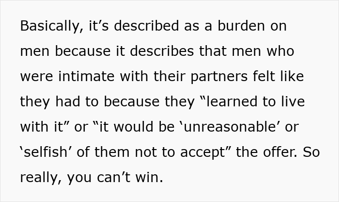 Text revealing a study's problematic description of endometriosis as a burden on men's intimate lives.