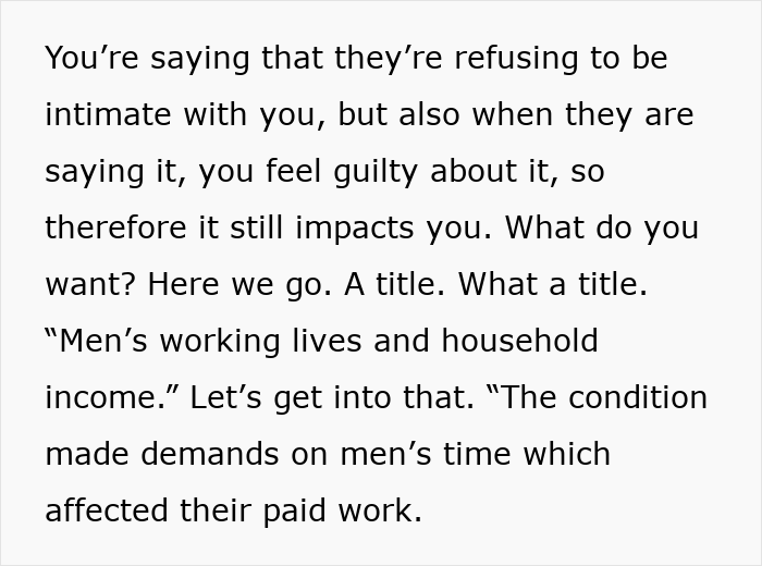 Text quoting a study title, Men's working lives and household income, in relation to endometriosis studies.