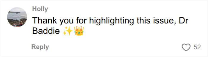 A user thanking Dr. Baddie for highlighting the issue of endometriosis studies.