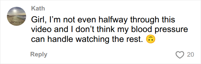 A comment from Kath stating: Girl, Im not even halfway through this video and I dont think my blood pressure can handle watching the rest, reacting to infuriating endometriosis studies.