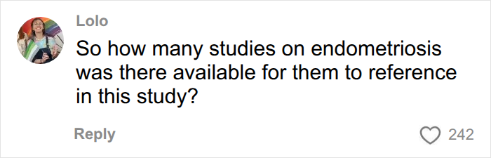 A user questions the availability of referenced endometriosis studies, highlighting concerns about research depth.