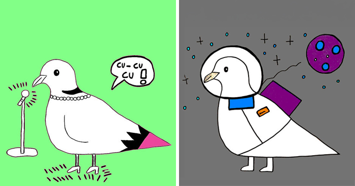 Inspired By A Rescue Dove, This Artist Created Joyful Illustrations (16 Pics)