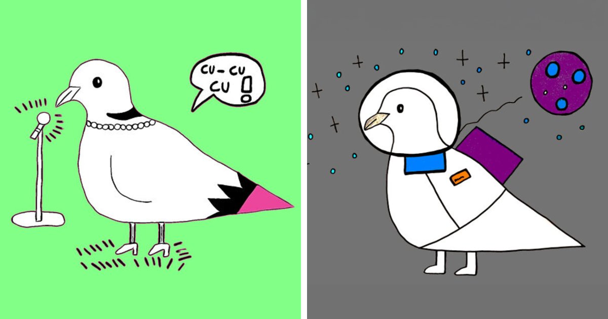 This Illustrator Gives Doves Distinct Personalities In A Charming Series Inspired By A Real Rescue Bird (16 Pics)