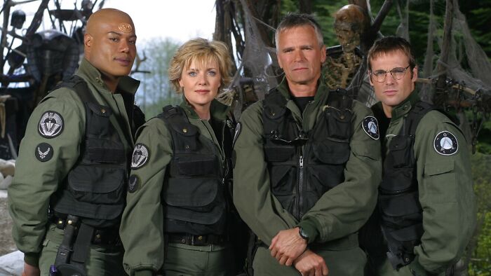 Stargate team members in military uniforms from original series Stargate team members in military uniforms from original series