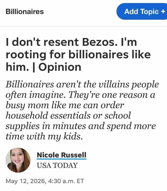 Opinion defending billionaires like Bezos for enabling convenience and family time through online shopping