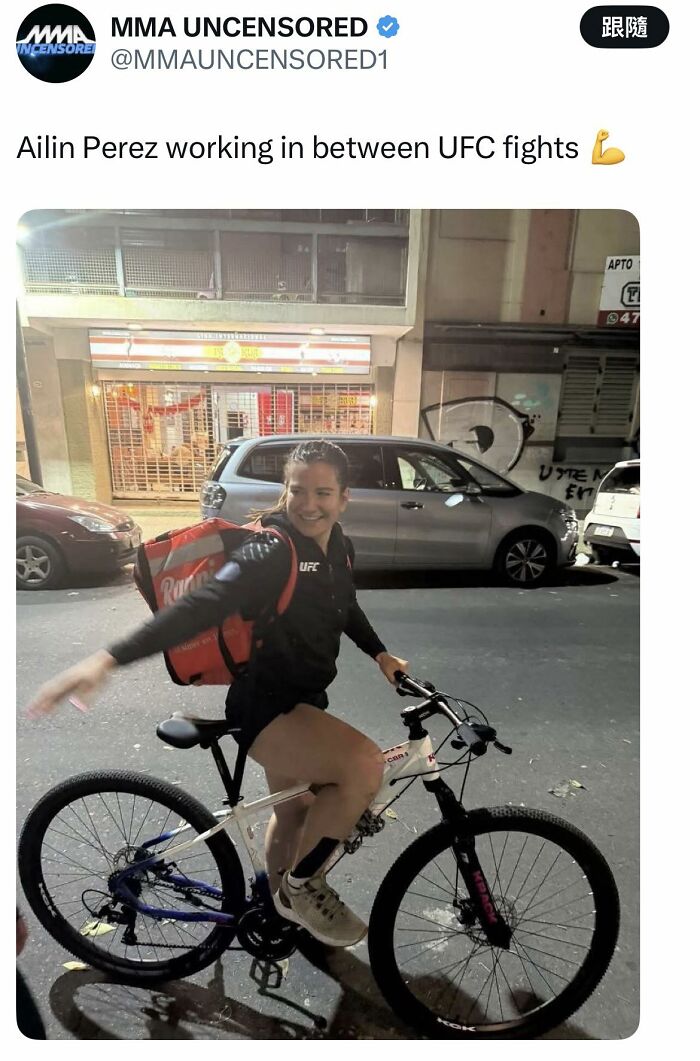 MMA fighter Ailin Perez working and riding bike between UFC fights