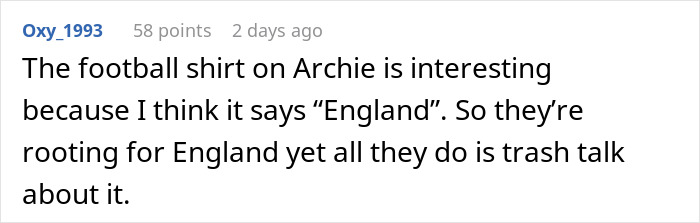 A social media comment discussing parenting concerns over Archie’s shirt in Meghan Markle’s Father’s Day photo. A social media comment discussing parenting concerns over Archie’s shirt in Meghan Markle’s Father’s Day photo.