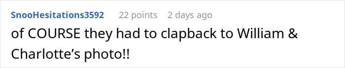 A comment from a fan raising parenting concerns over Meghan Markle's Father's Day photo, referencing a clapback to William & Charlotte. A comment from a fan raising parenting concerns over Meghan Markle's Father's Day photo, referencing a clapback to William & Charlotte.