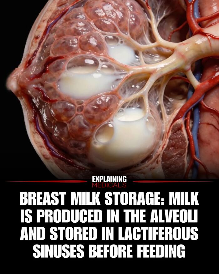 Breast milk production and storage in alveoli and lactiferous sinuses detailed in health facts