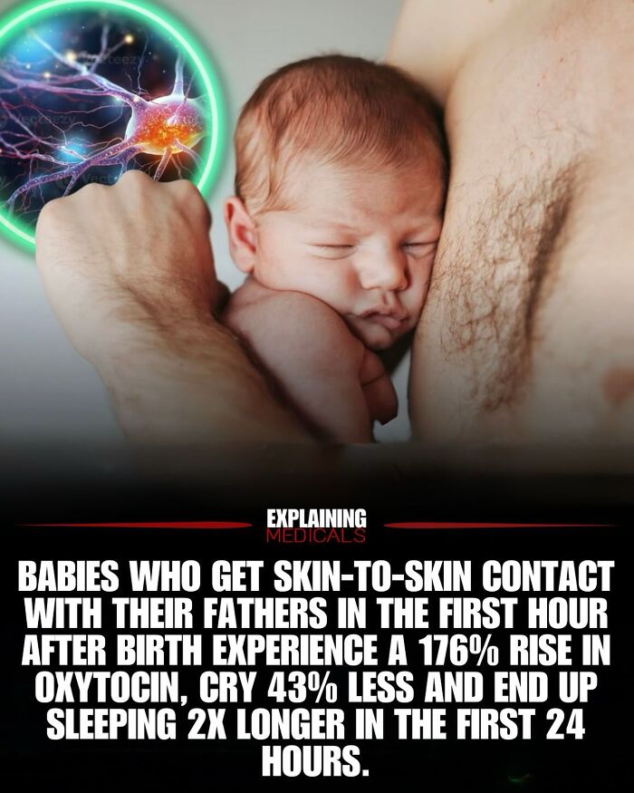 Babies with skin-to-skin contact with fathers show rise in oxytocin and improved sleep