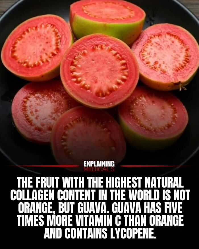 Guava fruit with high natural collagen and vitamin C content on a black plate