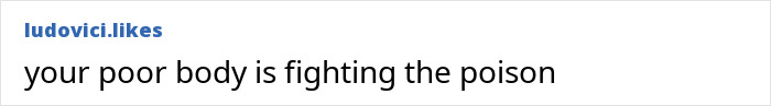 A comment from ludovici.likes expressing concern about the body fighting poison from blackout tattoos.
