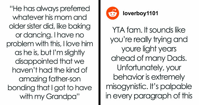 Misogynist Dad Gets Slammed By Fam For Criticizing Feminine Son And Enforcing Rigid Stereotypes