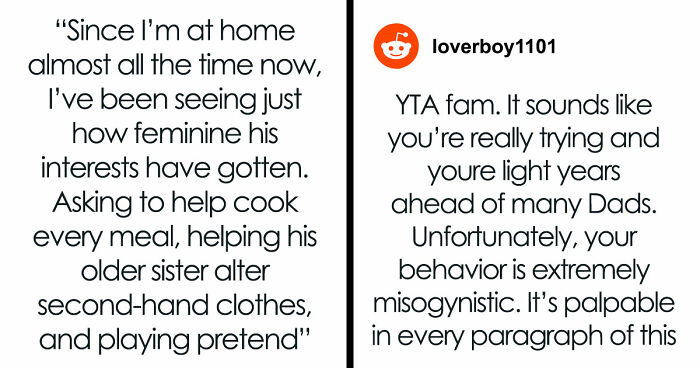 Misogynist Dad Gets Slammed By Fam For Criticizing Feminine Son And Enforcing Rigid Stereotypes