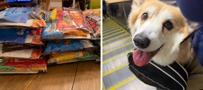 Stack of assorted candy bags on wooden table unwritten rules between strangers