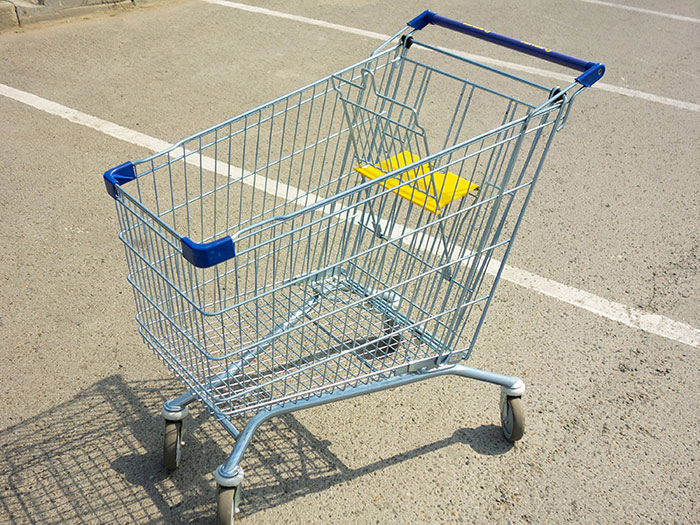 Empty shopping cart in parking lot representing social etiquette rules