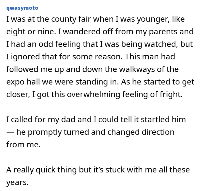 Real-life stories of gut feelings: A person describes an unsettling gut feeling of being watched at a fair.